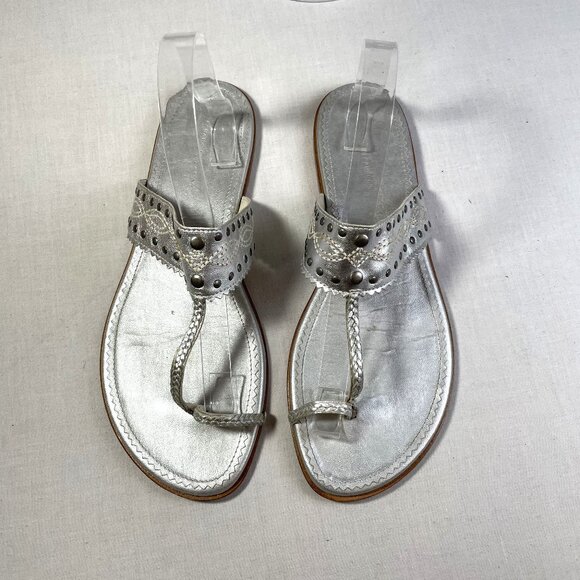 Banana Republic Shoes - Banana Republic Western Flats Silver Thong Toe Ring Sandals Vintage 90s Size 10